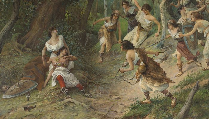 Pintura de Věnceslav Černý en la que se puede a las míticas guerreras eslavas