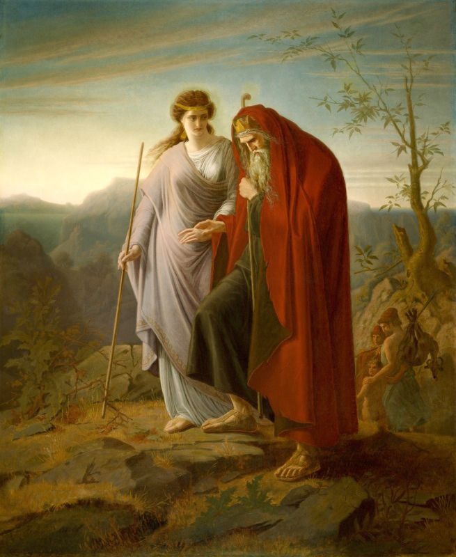 Antigona y Edipo en una pintura de Franz Dietrich