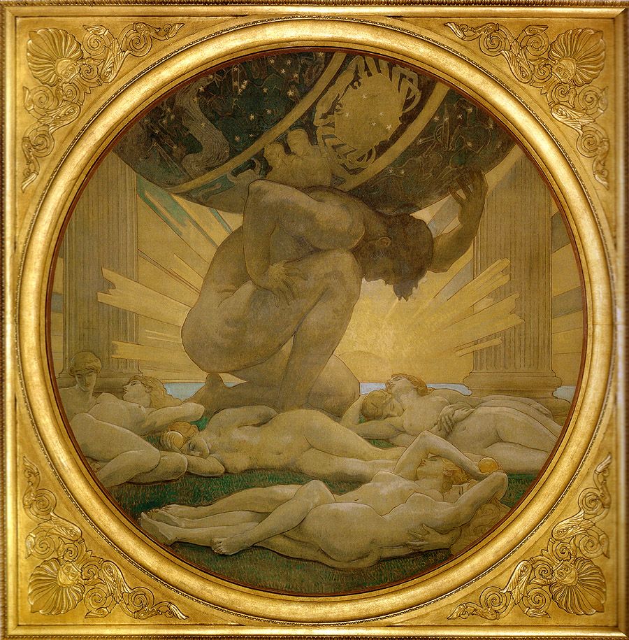 Atlas y las Hespérides. Pintura de John Singer Sargent. Vía Wikimedia Commons.