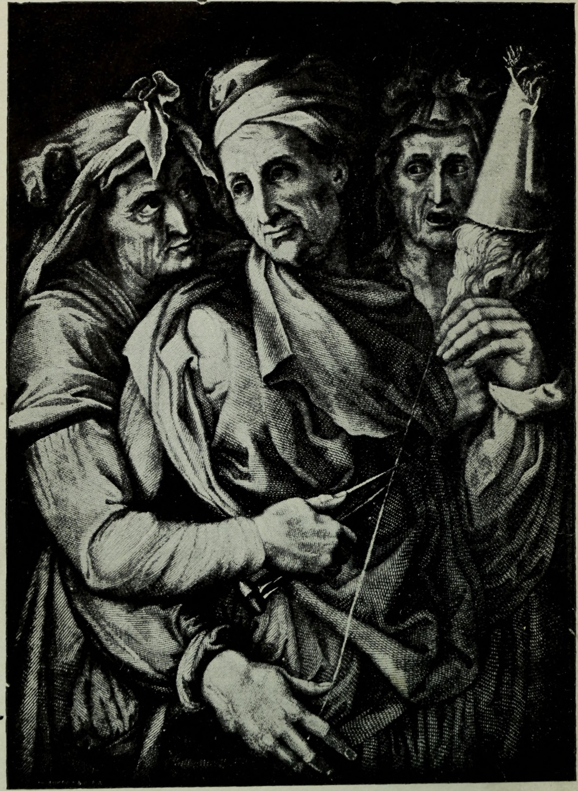 Las Moiras como aparecen en la versión ilustrada de la Eneida publicada por la Universidad de Toronto en 1888