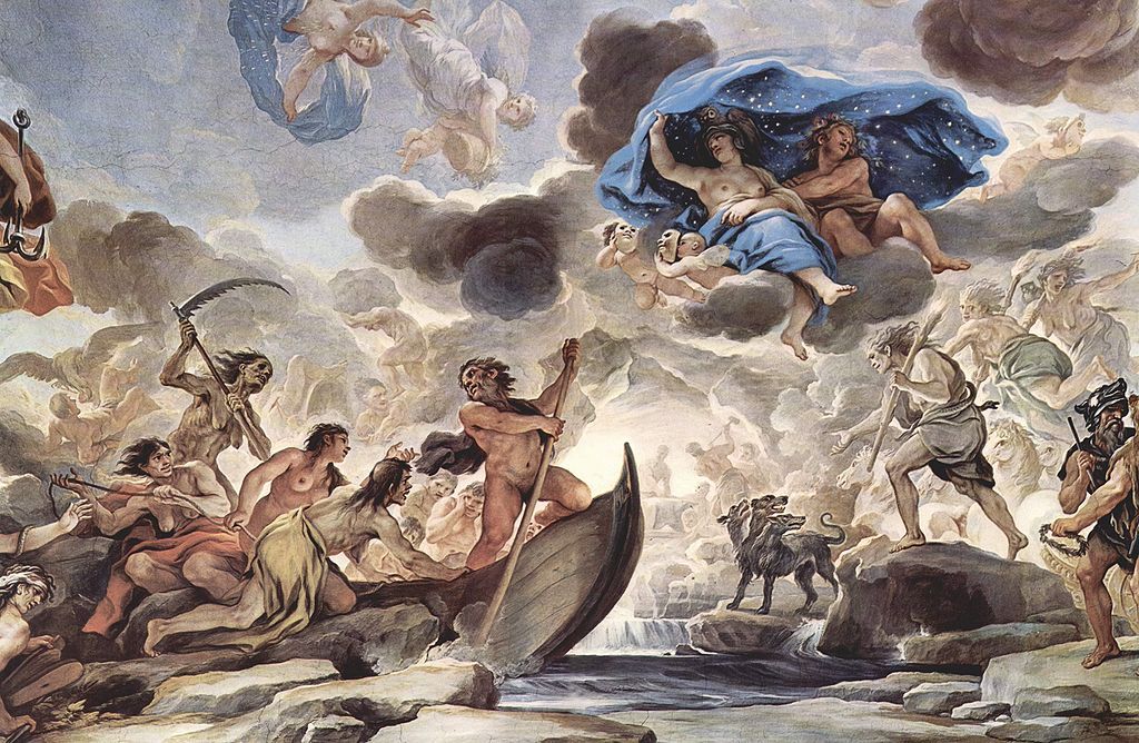 Pintura de Luca Giordano, en la que representa a la barca de Caronte, el sueño de la noche y Morfeo, parte de los frescos en la galería del Palazzo Medici-Riccardi en Florencia.