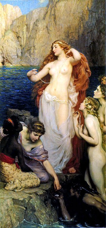 Las perlas de Afrodita. Pintura del Heber James Draper. Vía Wikimedia Commons.