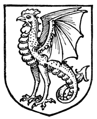 Cocatriz en un sello heráldico. Vía Wikimedia Commons.