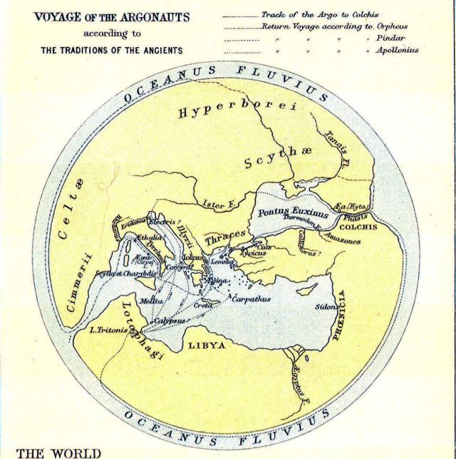 El viaje de los Argonautas segun  los antiguos griegos.