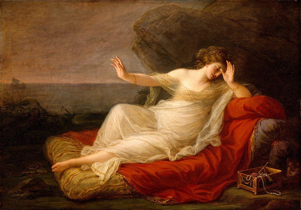 Ariadna abandonada por Teseo representada en una pintura de 
Angelica Kauffmann