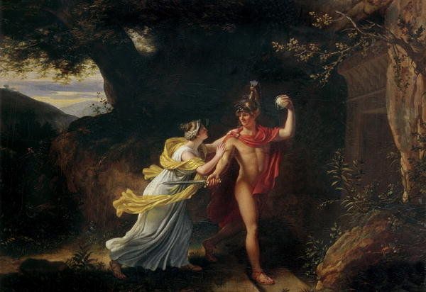Ariadna y Teseo representados en una pintura de Jean Baptiste Regnault