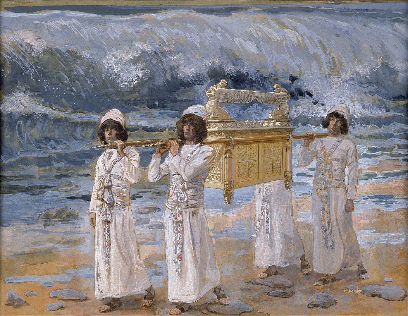 El Arca de la Alianza pasando a través del río Jordan. Pintura de James Jacques Joseph Tissot 