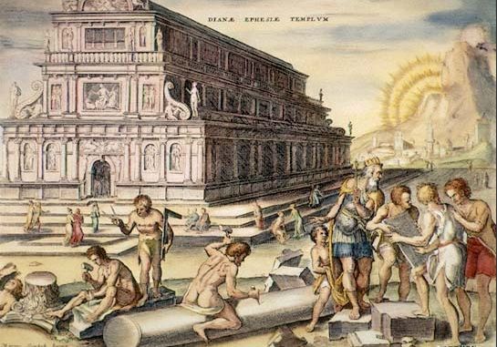 Grabado del templo de Artemisa según Philip Galle