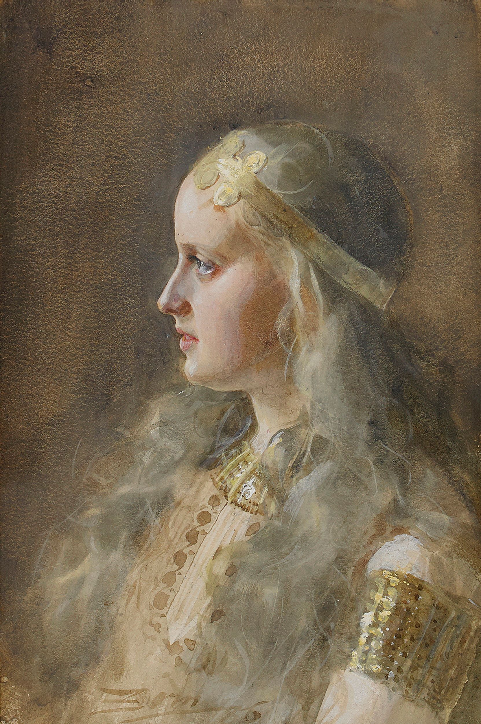 Gunnlod la hija de Suttung en una pintura de Andres Zonn de 1886