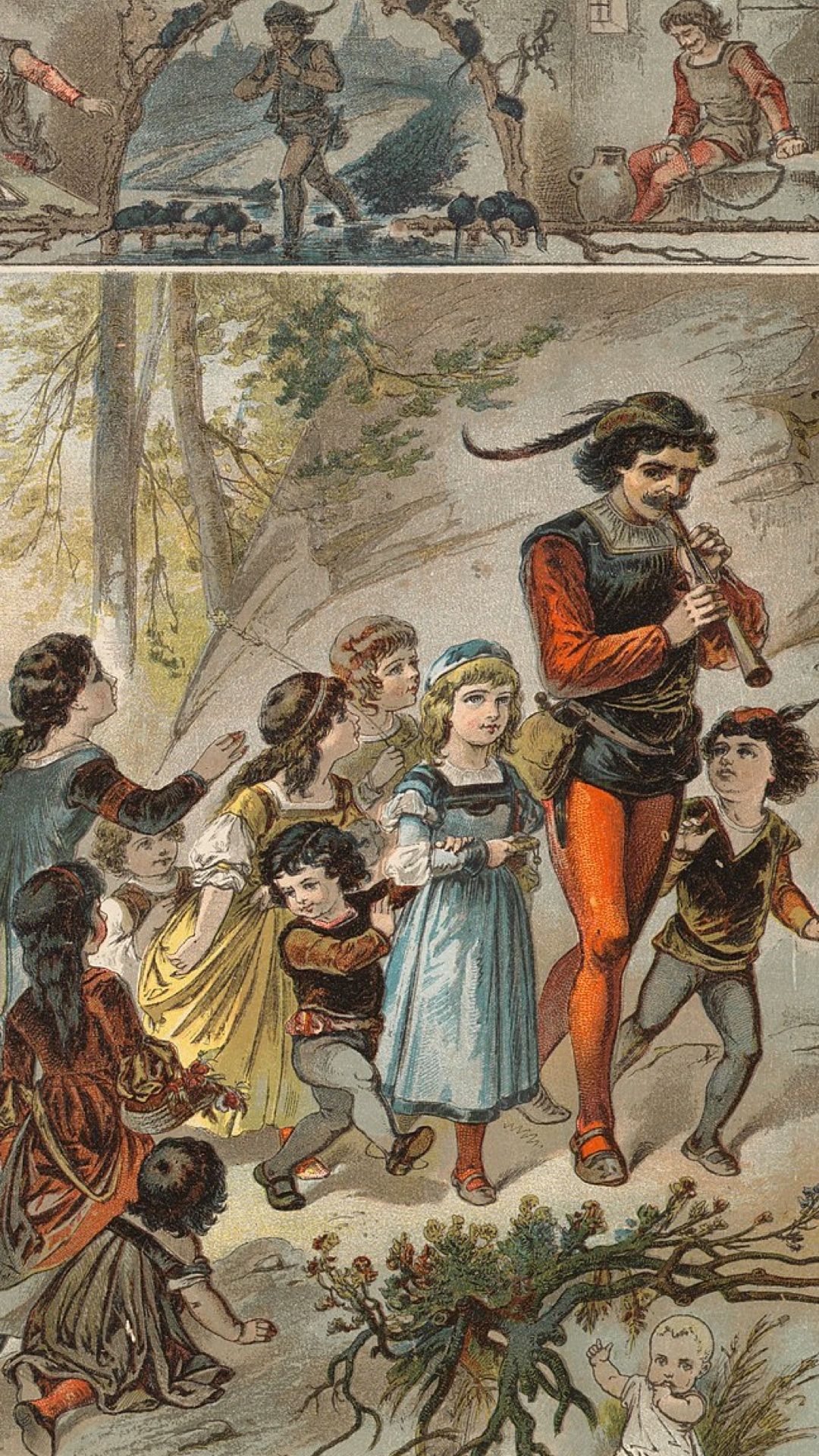 El flauista de Hamelin en una imagen del libro Aardige sprookjes
