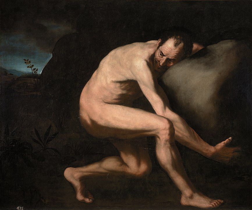 Sísifo copia de la pintura de Jose Ribera.