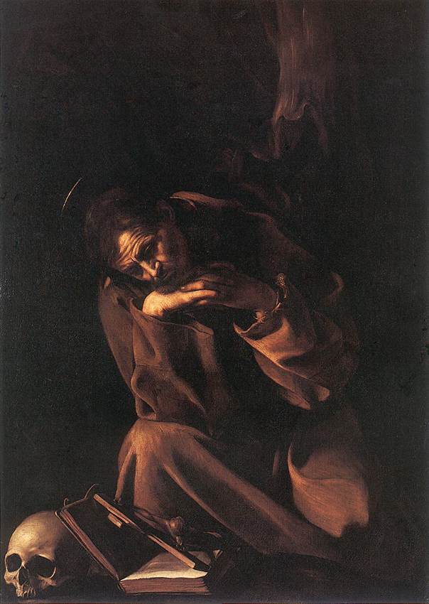 Sna Francisco en oración una de las formas de representar a la muerte en la pintura religiosa, el memento mori.