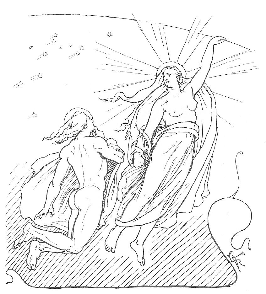 Máni y Sól en un gráfico realizado por Lorenz Frølich en 1895.