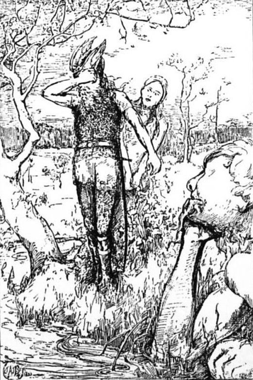 Odín llegando al pozo de Mimir en busca de un trago del pozo de la sabiduria pintura de John Angell James Brindley.