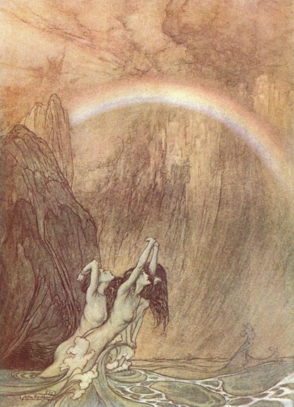El Bifröst representado en una pintura de Arthur Rackham.