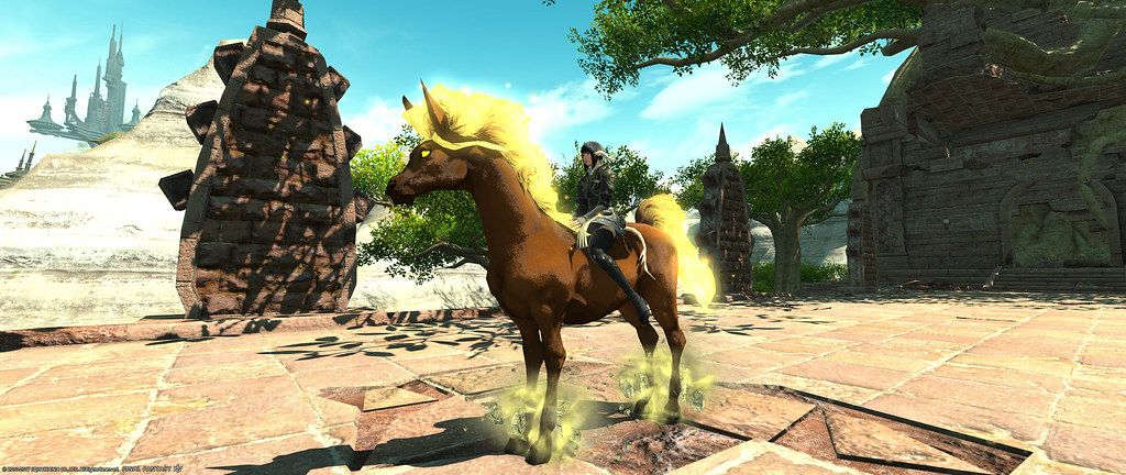 Goldfax cuyo nombre puede sr interpretado como crines doradas es el caballo del gigante Hrungner, este caballo esta presente en el juego Final Fantasy XIV como podemos ver la imagen captura de este juego.