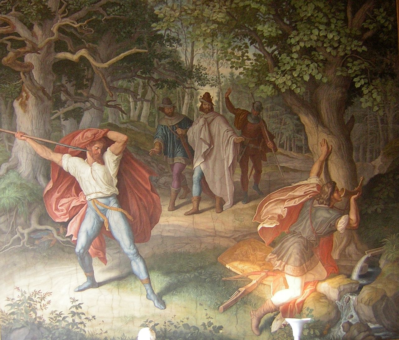 Hagen ataca a Sigfrido por la espalda .