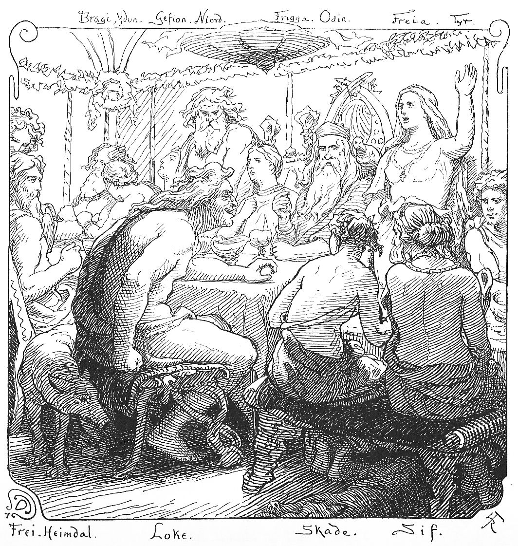 Los dioses nórdico reunidos en la casa de Aegir el dios del mar, fue en esta cena donde según los mitos Loki desencadeno la ira de su hermano Odín.