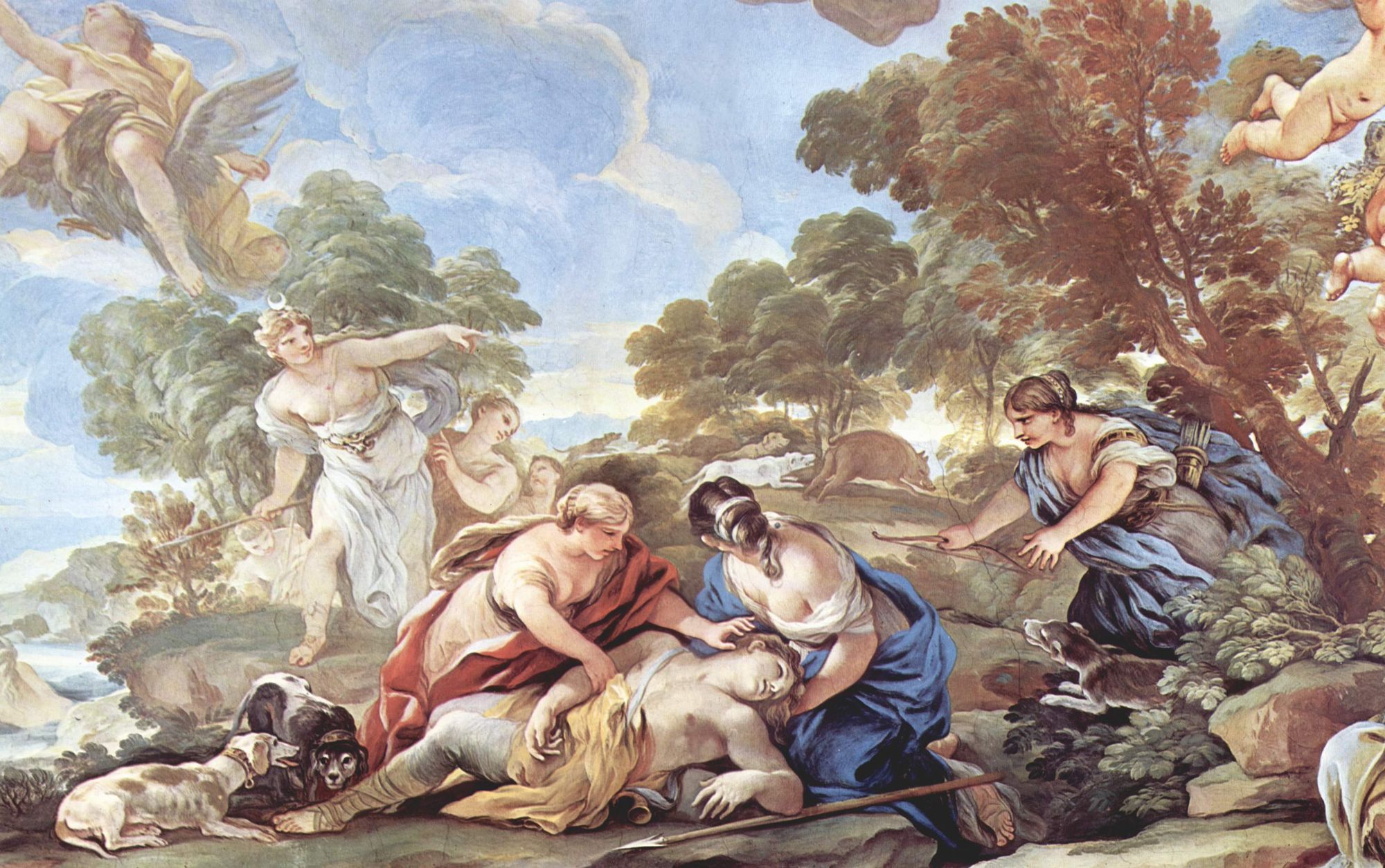 Luca Giordano representa la muerta de adonis