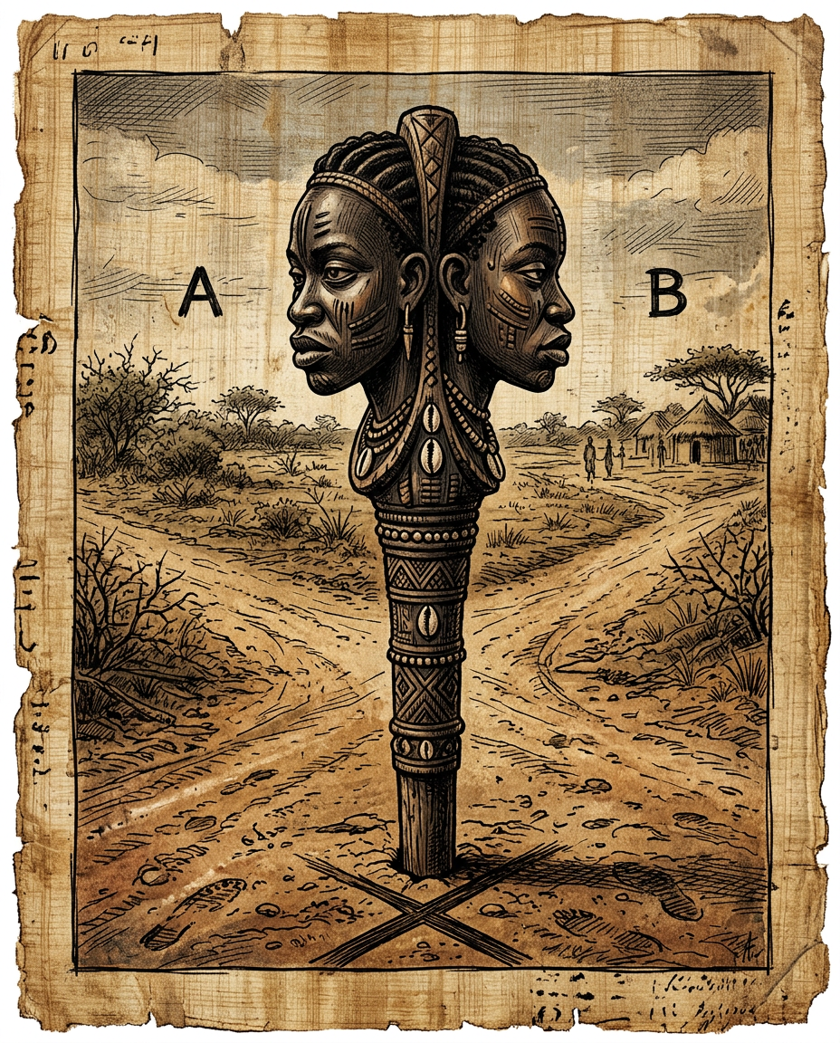Eshu, el Orisha Yoruba de los caminos, es el mensajero indispensable. Ningún rezo llega a los dioses si él no decide abrir la puerta.