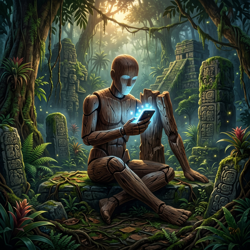 Los hombres de madera del Popol Vuh carecían de empatía y alma, un eco inquietante de los actuales debates sobre los modelos de lenguaje de IA.