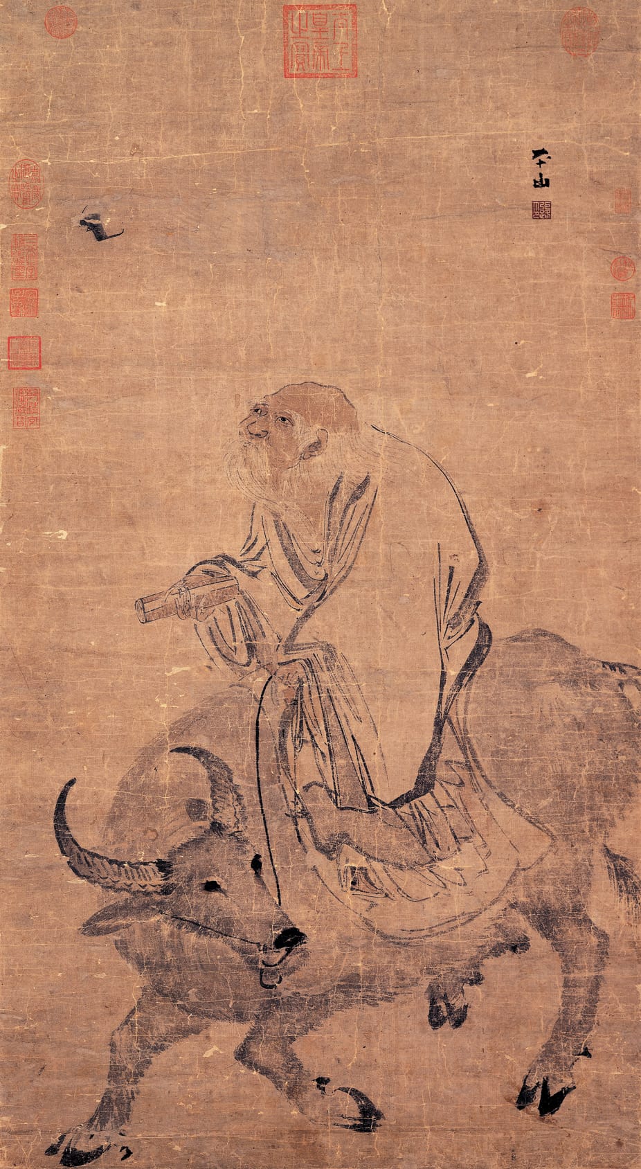Laozi montando un buey, Zhang Lu, dinastía Ming
