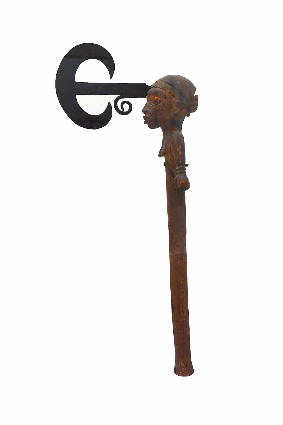 Bastón ceremonial oshé Ṣàngó tallado en madera