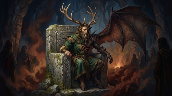 Ilustración de un dios antiguo siendo transformado en demonio
