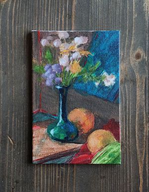 Flowers and orange with copper