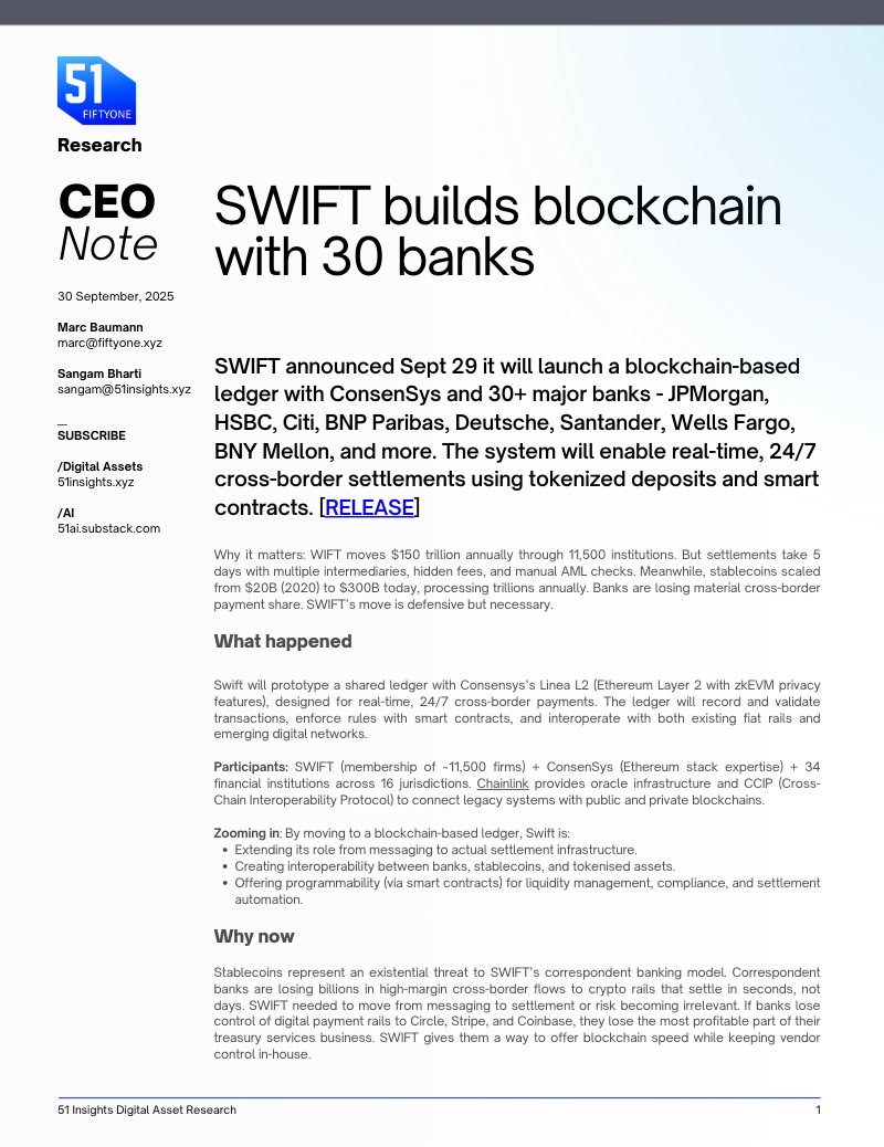 SWIFT's picks Ethereum