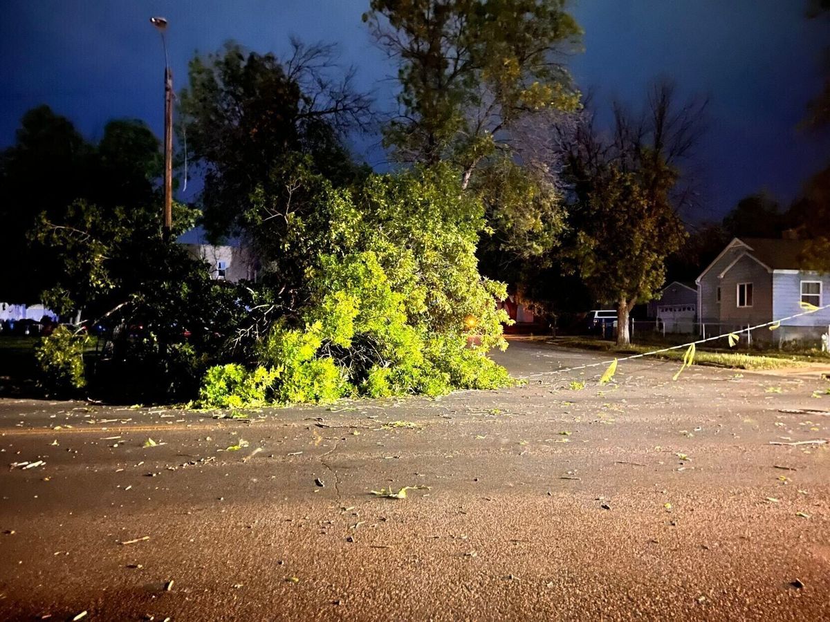 Downed trees and power lines blocking roads across Montana