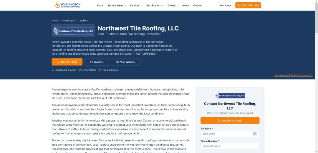 RoofingCompaniesWashington.com Launches New Platform for Washington Roofing Leads and City Page Rentals
