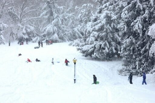 US winter storm brings rare hush to snowy New York
