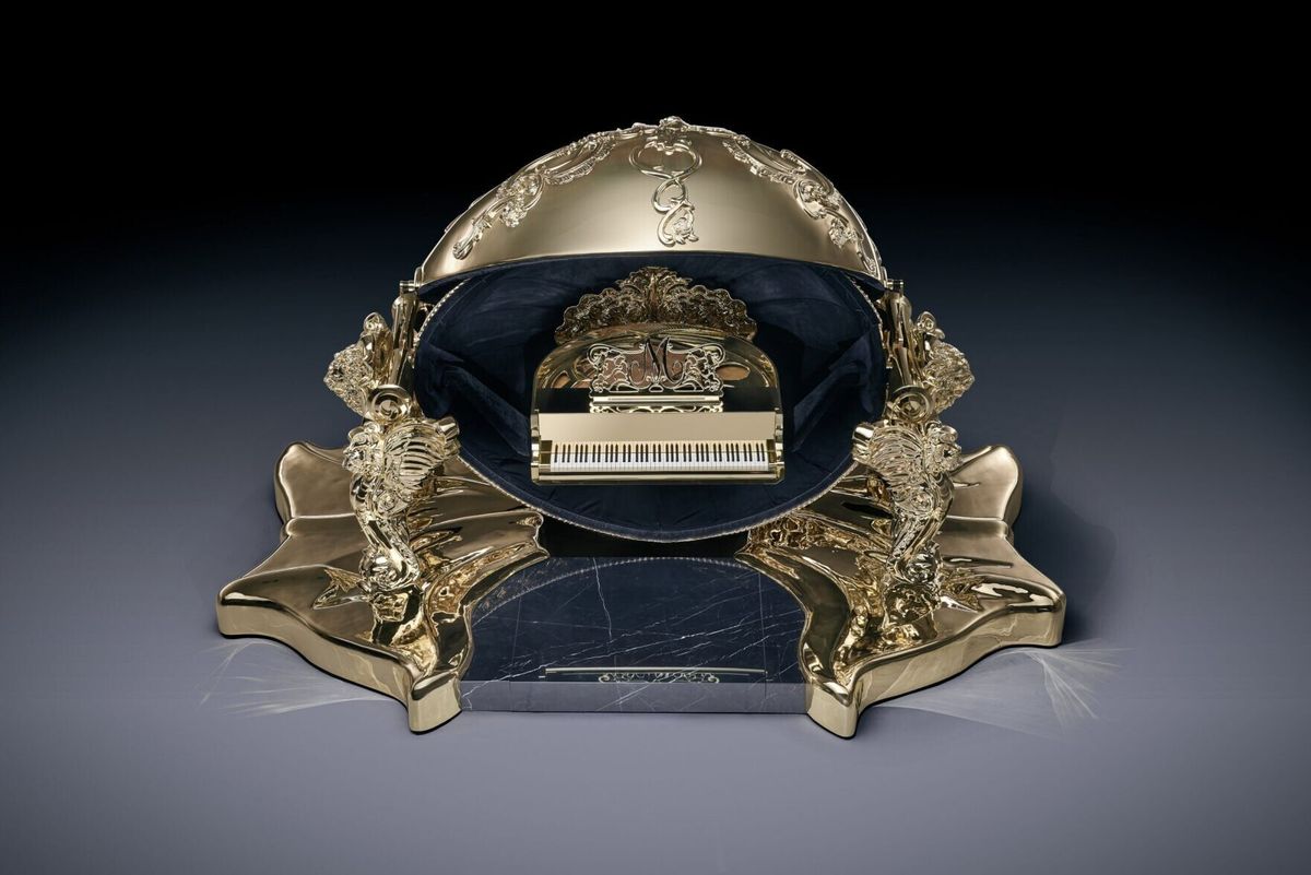 Grand piano hidden inside golden egg made for secret royal home