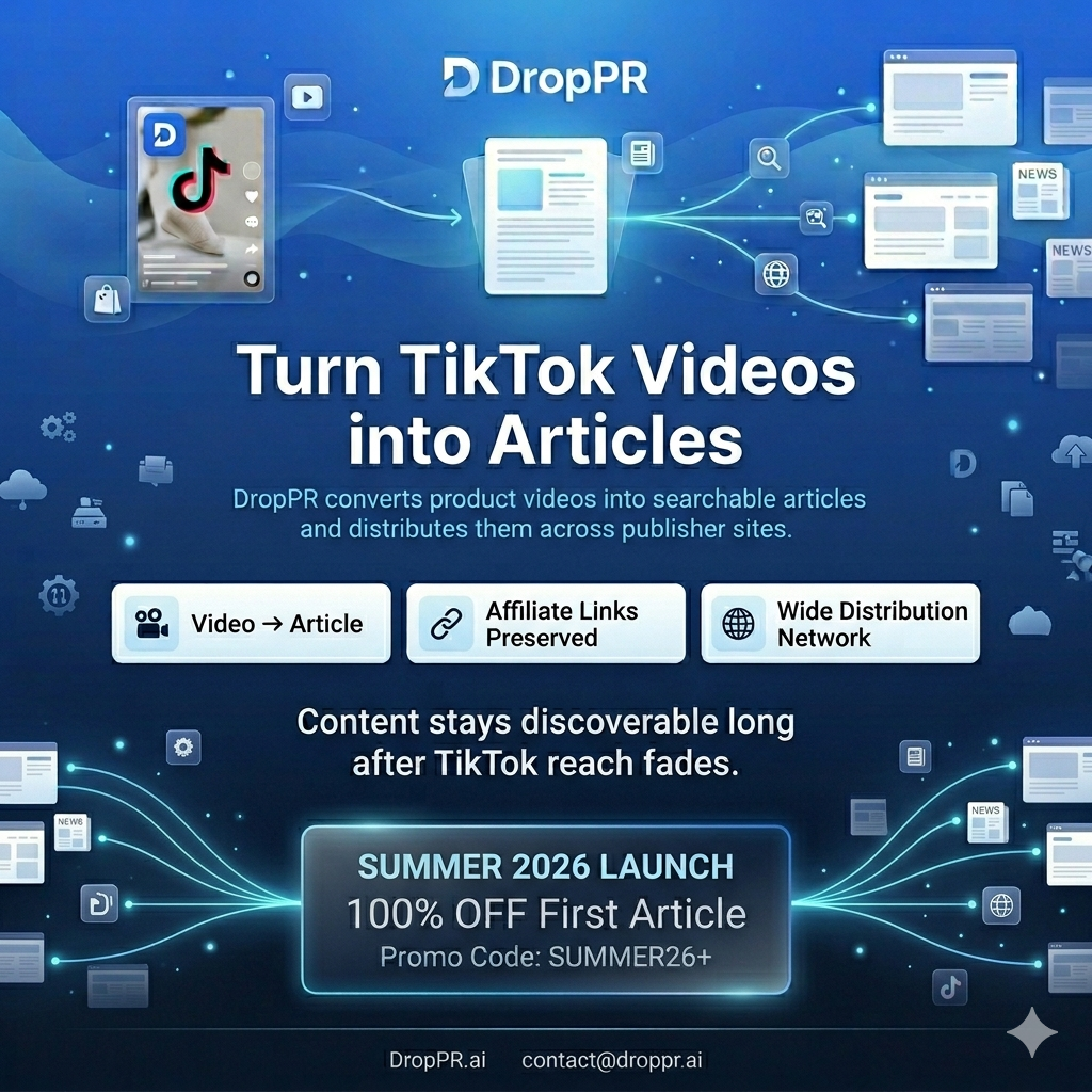 DropPR Turns TikTok Shop Content Into Distributed Press With Links Intact