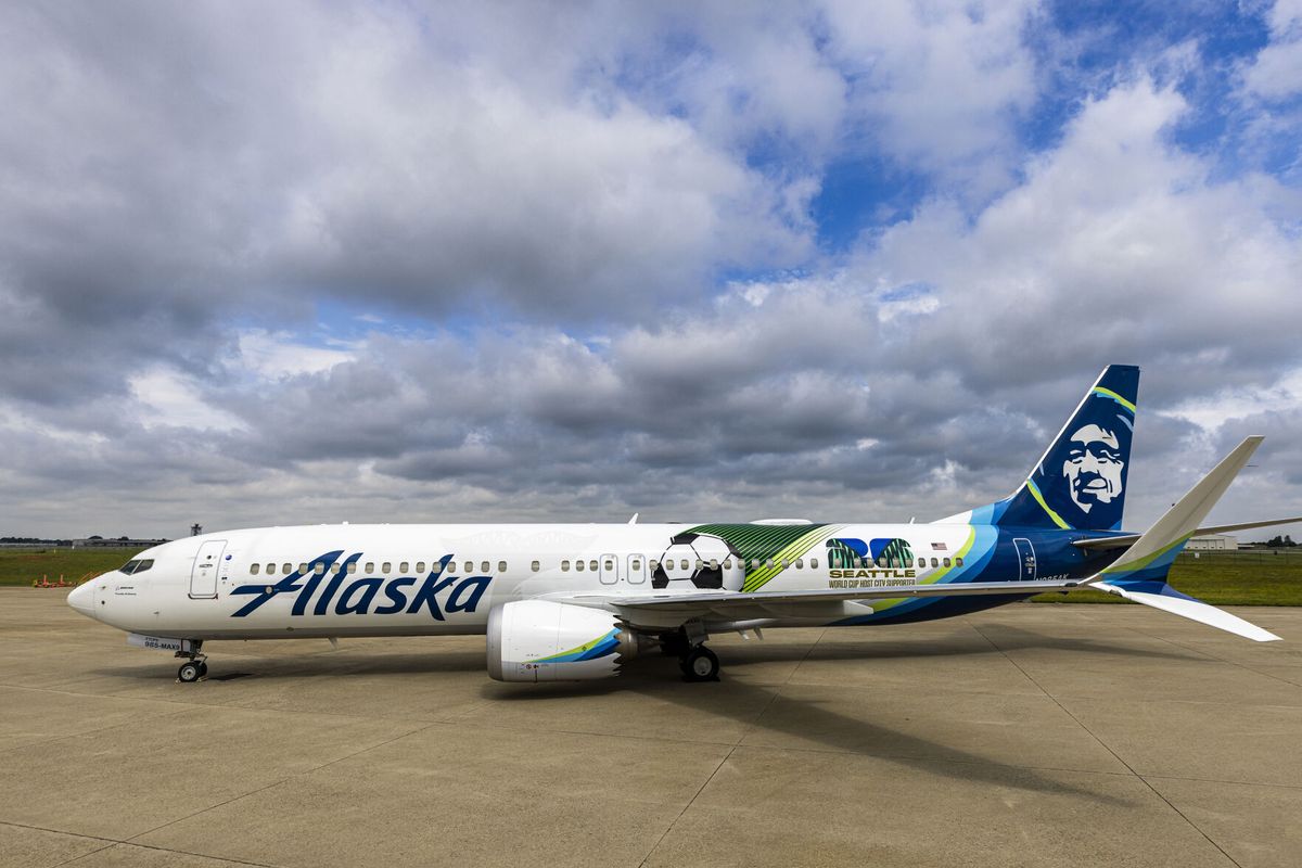 Alaska Airlines teams up with Seattle FIFA World Cup 2026™ Local Organizing Committee to launch a new aircraft livery celebrating summer soccer in Seattle