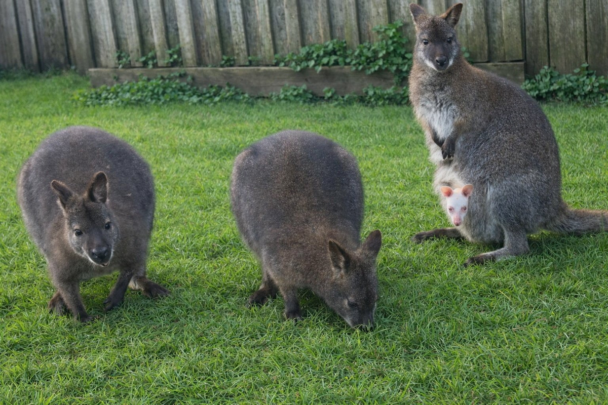 Rare albino wallaby born at animal rescue center