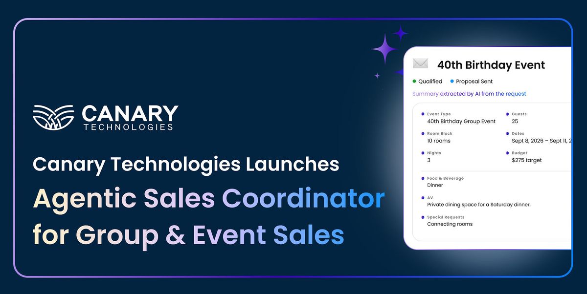Canary Technologies Launches Agentic Sales Coordinator for Hotel Group and Event Sales