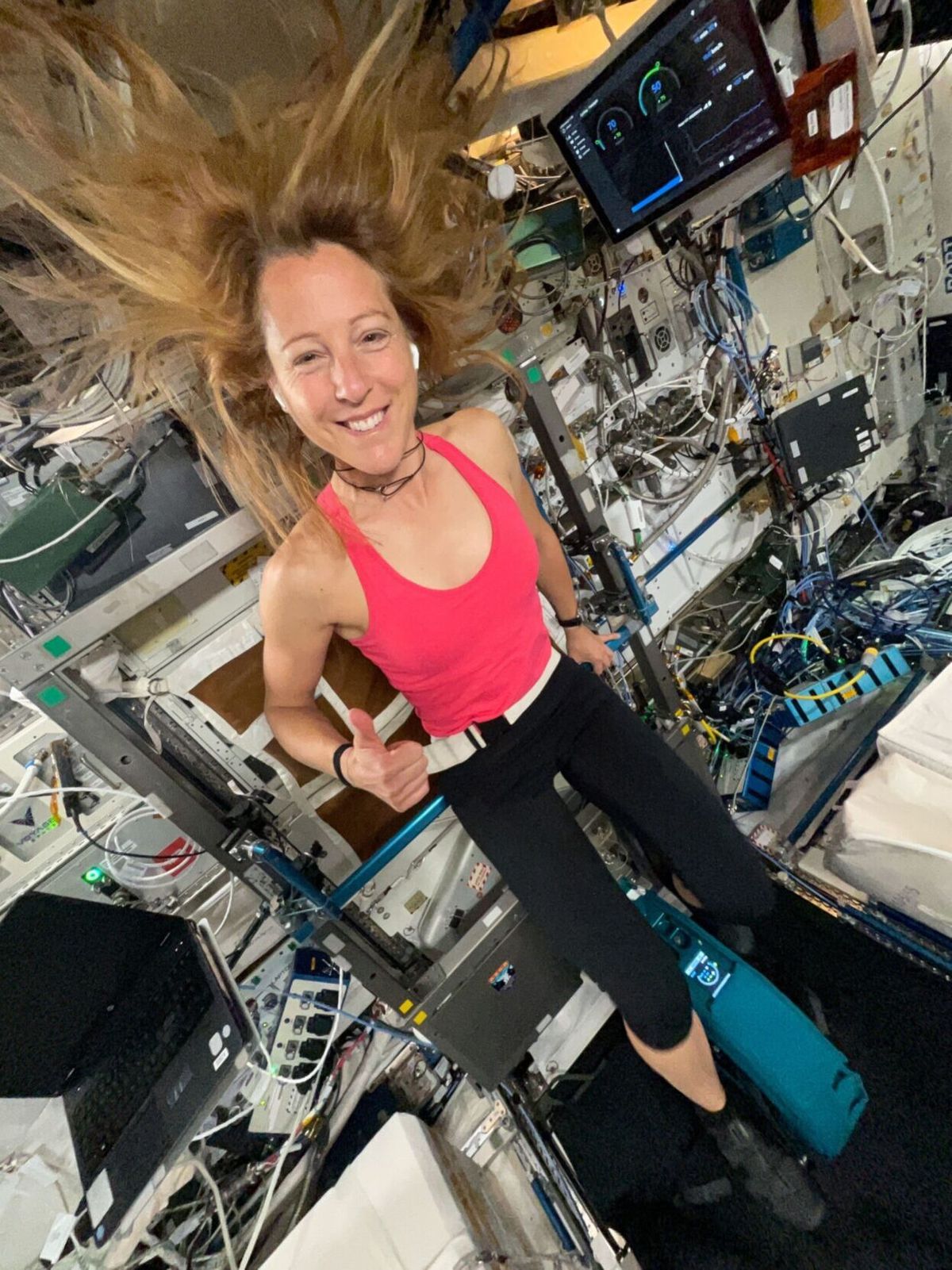 Astronauts go to gym in space