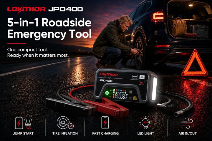 LOKITHOR Launches JPD400, a 5-in-1 Roadside Emergency Tool with Jump Starting, Tire Inflation, and Fast Charging