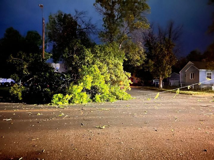 Downed trees and power lines blocking roads across Montana