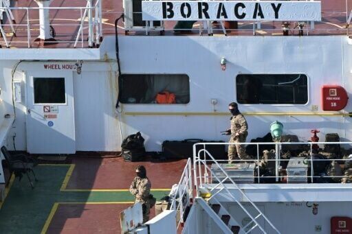 Two Russian security personnel were on board France-seized tanker: sources