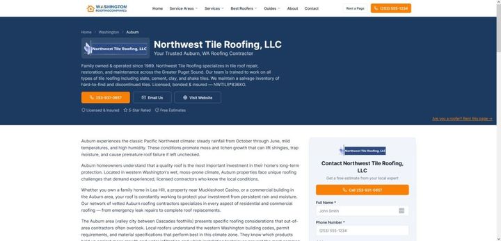 RoofingCompaniesWashington.com Launches New Platform for Washington Roofing Leads and City Page Rentals