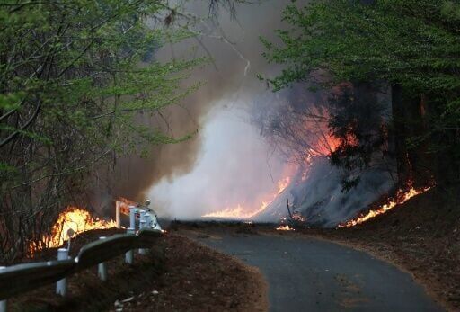 Wildfires spread towards northern Japan town