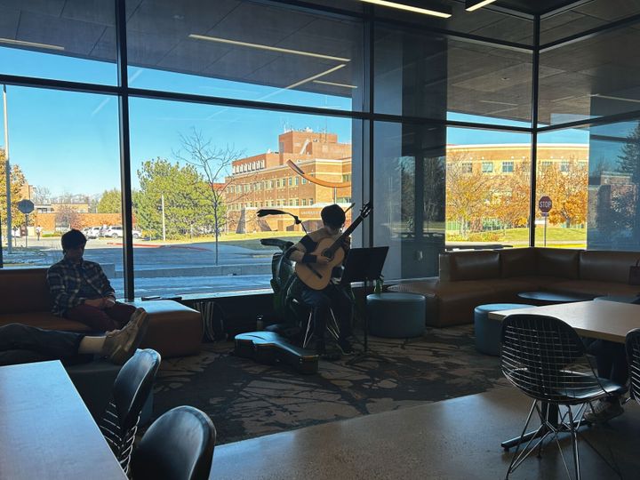 School of Music students play pop-up music performance