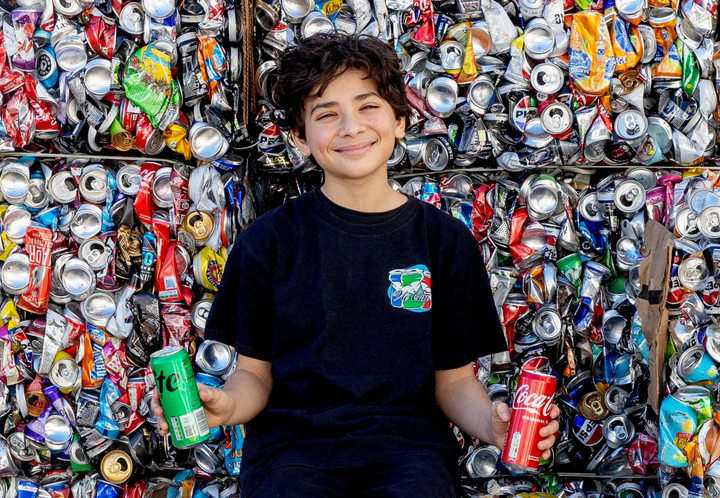 Boy recycles one million cans for charity