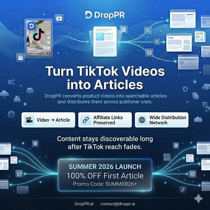 DropPR Turns TikTok Shop Content Into Distributed Press With Links Intact