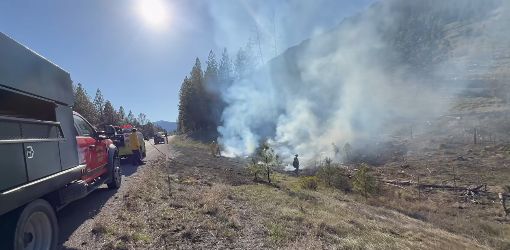 Fire off I-90 in Missoula County contained, burn warning issued