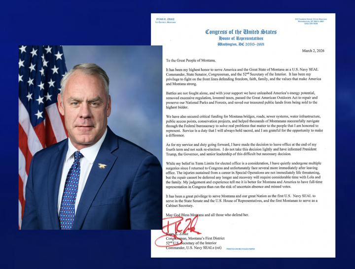 Montana Congressman Ryan Zinke to retire, will not seek reelection