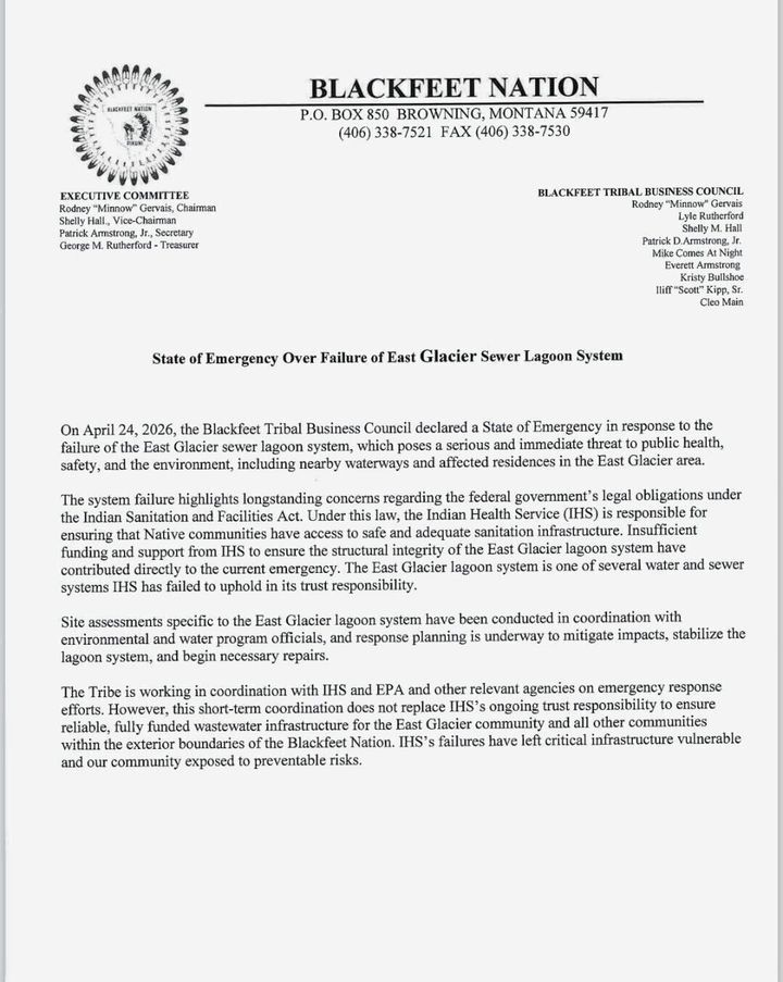 East Glacier sewer failure prompts emergency declaration